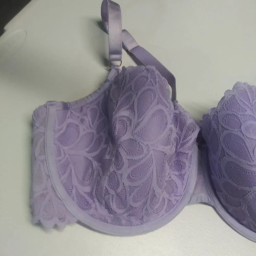 Savage X Fenty Savage Not Sorry Lightly Lined Lace Balconette Bra Size 44DD